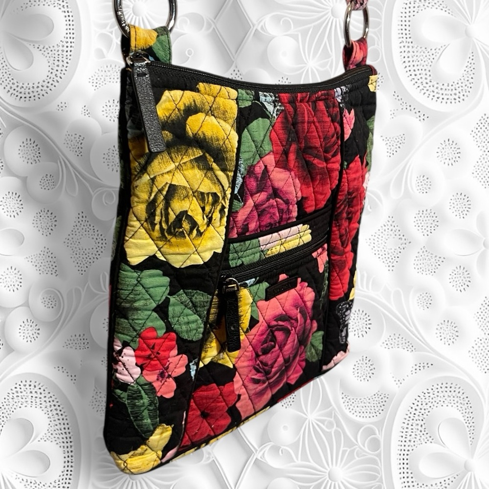 Vera Bradley Hipster Crossbody Bag Havana Rose Butterfly Floral Red Yellow Black - Picture 2 of 15